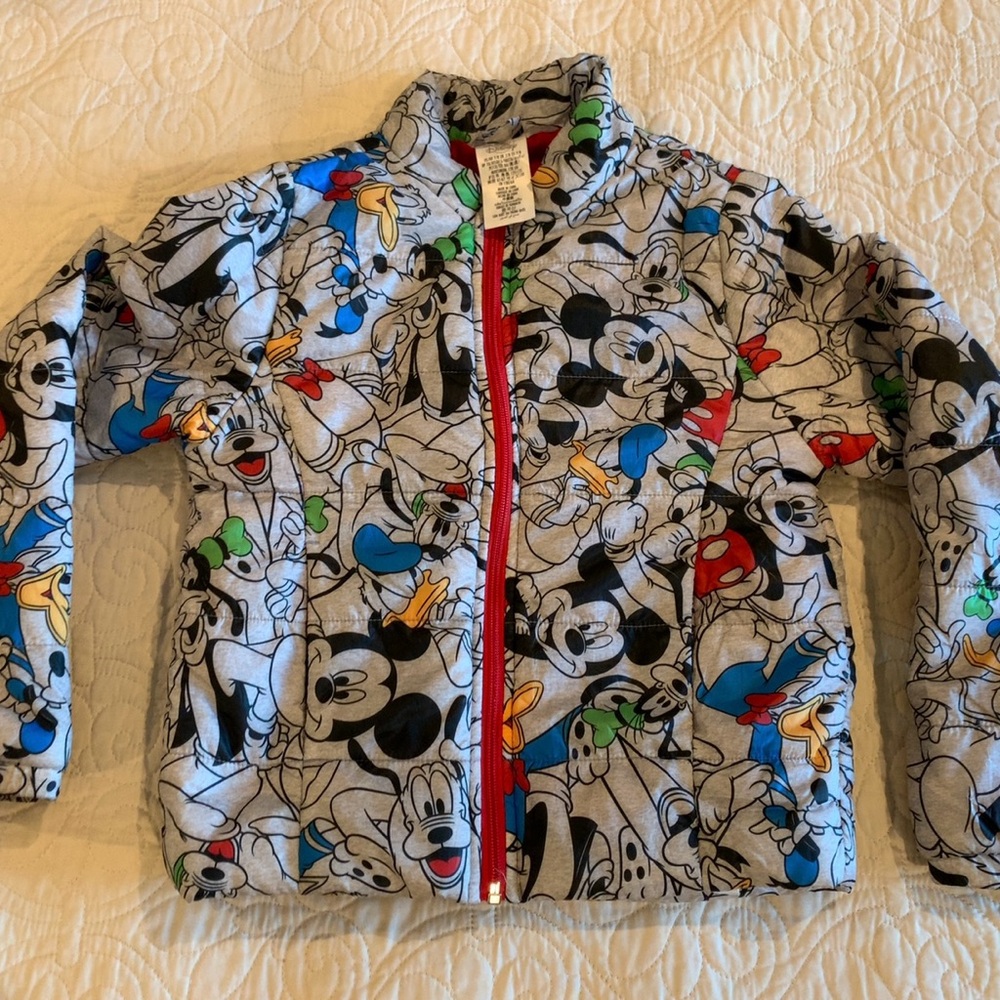 Disney Kids Puffer Jacket - Gray with Colorful Characters
